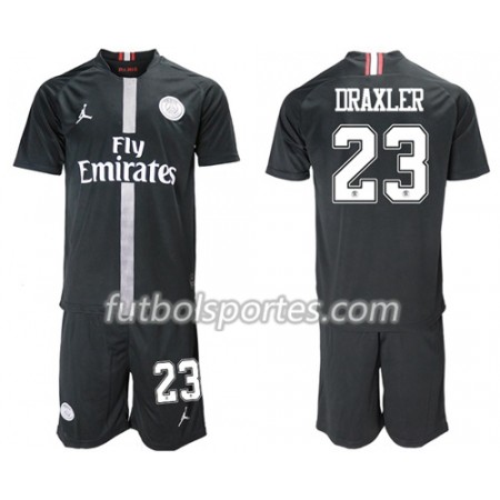 Camisetas Paris Saint Germain Draxler 23 Jordan Negro Niño Tercera Equipacion 2018/2019